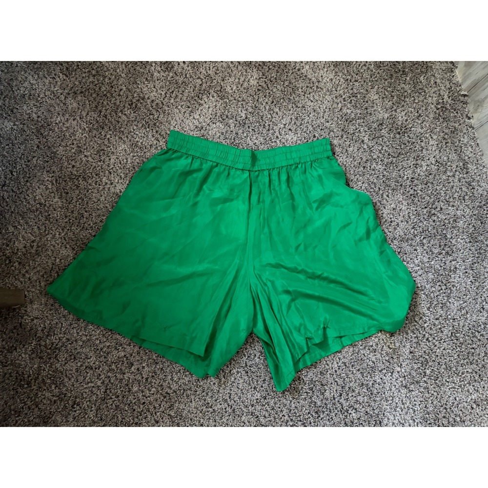Blair Boutique Green 100% Silk Elastic Waist Shorts Plus Size 2XL New